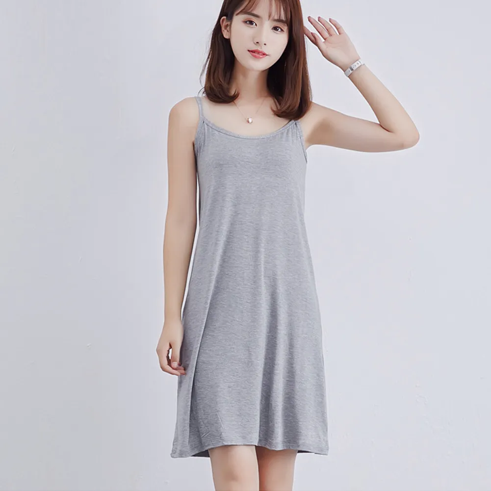 YJSFG HOUSE Womens Modal Full Slip Knee Length Camisole Dress With  Petticoat White From Jujubery, $8.92