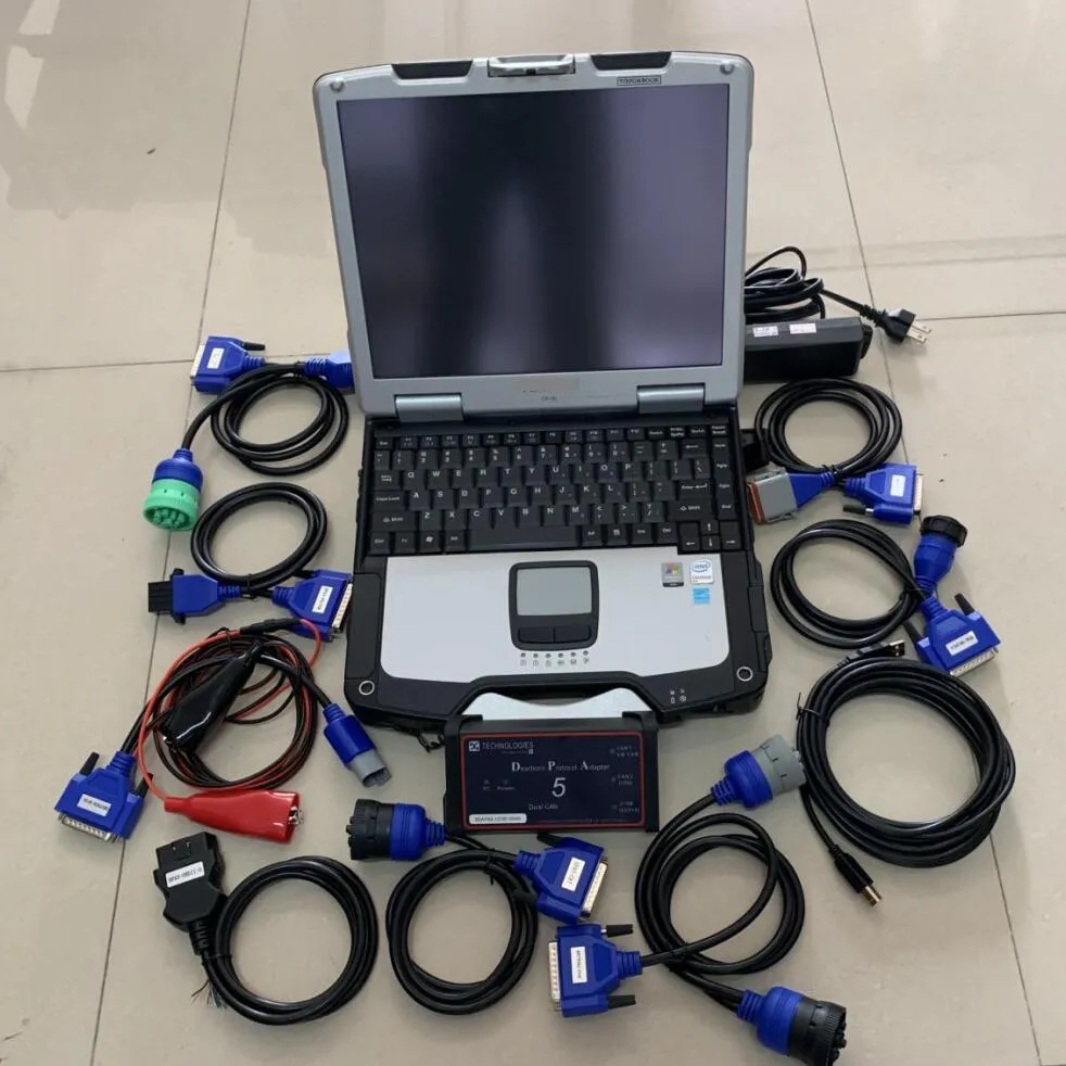 Escáner DPA5, herramienta de diagnóstico de camión diesel de servicio pesado con laptop CF-30 Touch Screen RAM 4G CABLES COMPLETOS