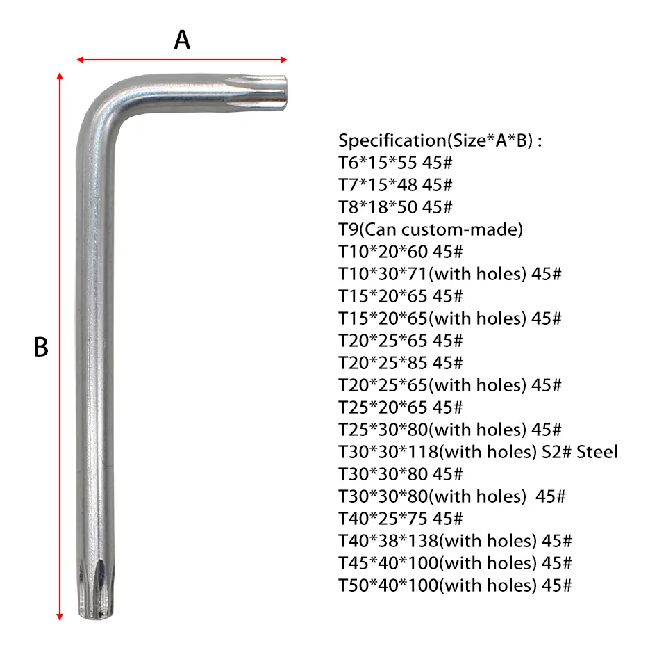 L SHAFT T6 T7 T8 T9 T10 T15 T20 T25 T30 T40 T45 T50 Beveiliging Torx schroevendraaier Hoog koppel Lage cam-out druppel retail