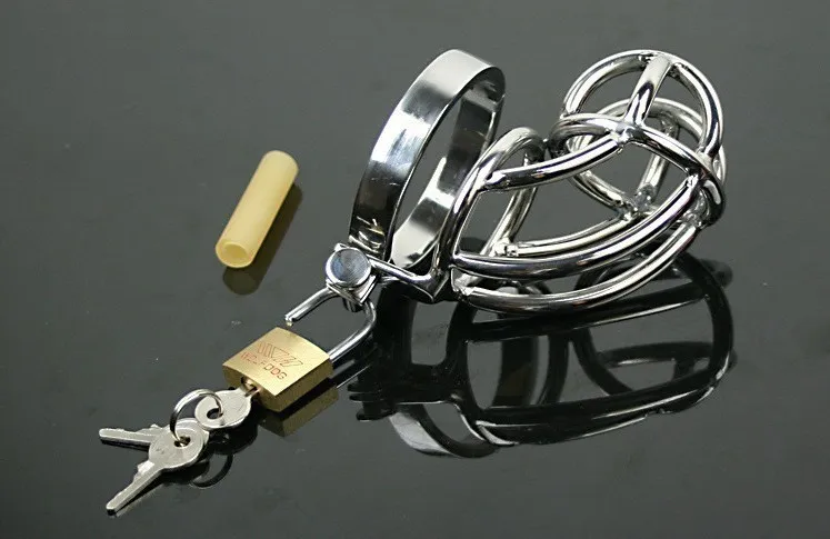 Chastity cage för män i rostfritt stål med böjd design_voghion.com