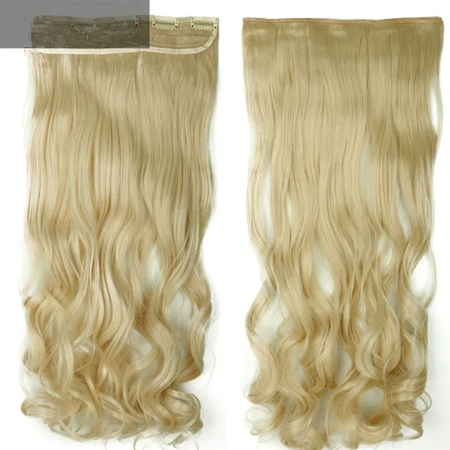 18-28 "Lunga clip nelle estensioni dei capelli sintetici al 100% Estensioni di capelli naturali reali 3/4 testa piena 1 pezzo marrone nero