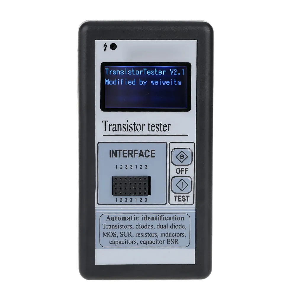 Freeshipping Multifunktionaler LCD-Hintergrundbeleuchtungs-Transistortester Dioden-Thyristor-Kapazitätsmesser ESR-LCR-Messgerät mit grauem Kunststoffgehäuse