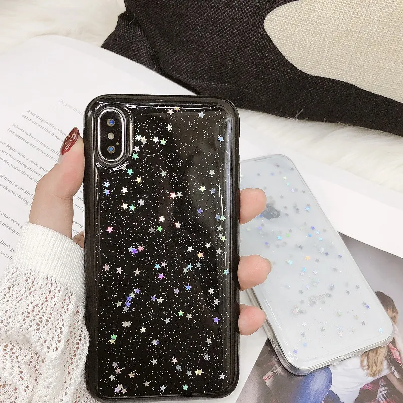 Bling Glitter Paillette Soft Phone Case für iPhone 11 Pro Max XS Max XR X 6 7 8 Plus Fashion Clear Shinning Star Back Cover