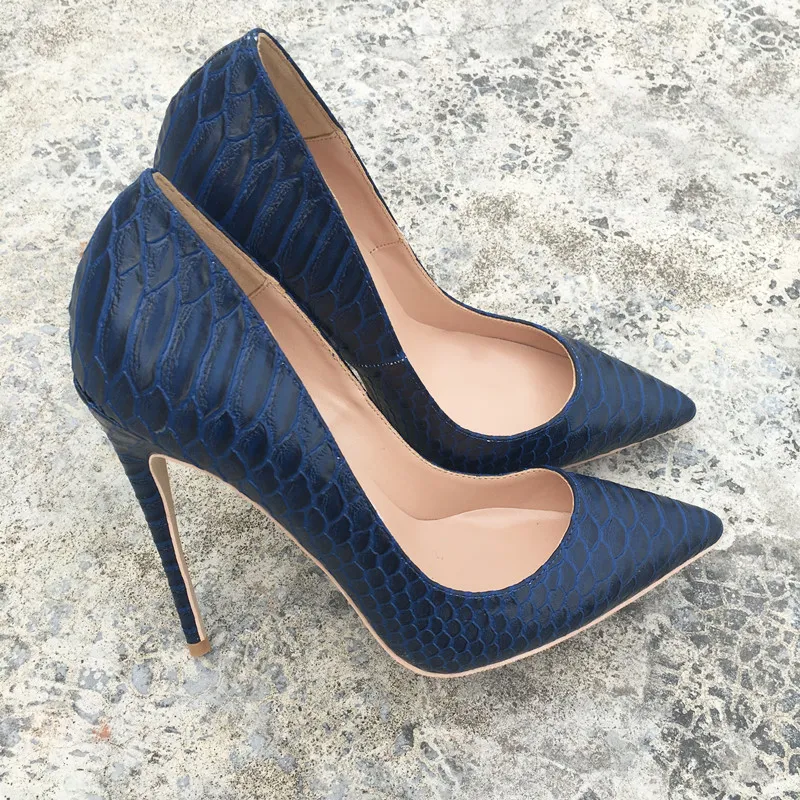 Fee New Style Casual Designer Navy Snake Python Printed Patent