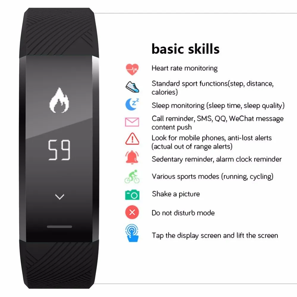 C11 Bracciale intelligente Sport Fitness Tracker Cardiofrequenzimetro Smart Watch Anti smarrimento Orologio da polso intelligente impermeabile per iPhone iOS Android