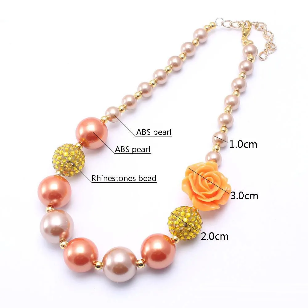 Orange Color Flower Kid Chunky Necklace Newest Design Fashion