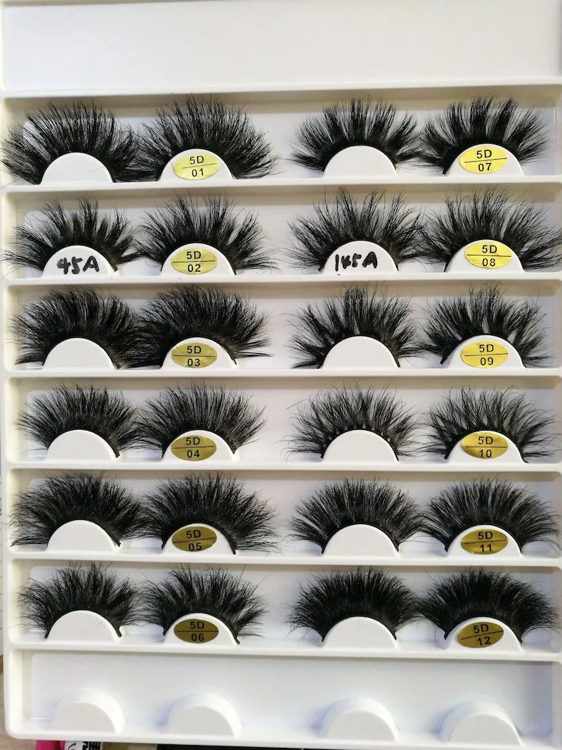 25 مم 3D 3D Mink Hair False Eyelashes لجعل الرموش تطول النسخة باليد 10pcs