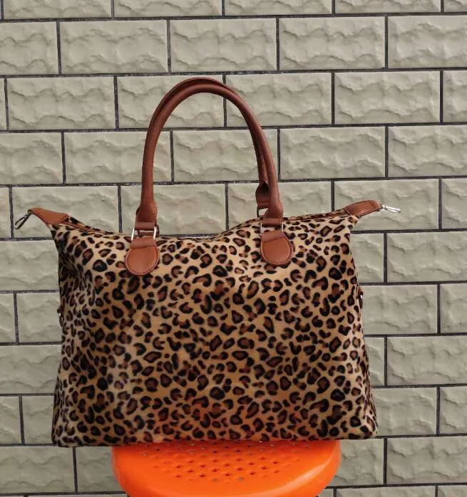 Vrouwen Polyester Zebra Leopard Afdrukken Grote Capaciteit Reisbagage Handtassen Duffle Tas