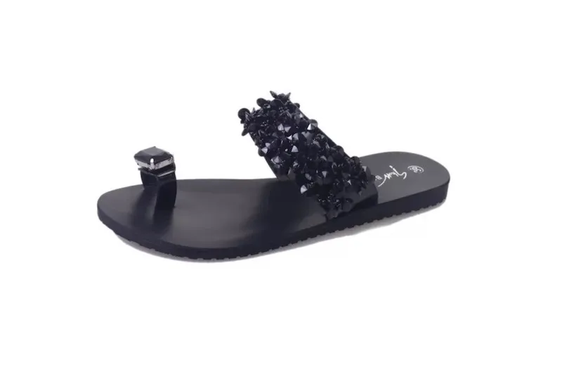 Charming Rhinestone Sandals For Women 2019 Designer Black Female