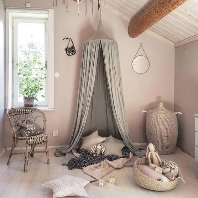 Mode Mosquito Netto Kid Bed Canopy Gordijn Ronde Koepel Opknoping Mosquito Tent Gordijn Moustiquaire Zanzariera Baby Playing Home