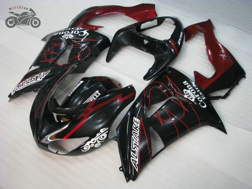 Tworzy swoje części obiektowe Kawasaki Ninja ZX10R 2006 2007 Red Flames Motorcycle Chinese Fairings Set ZX 10R 06 07 ZX-RR ZX-10R