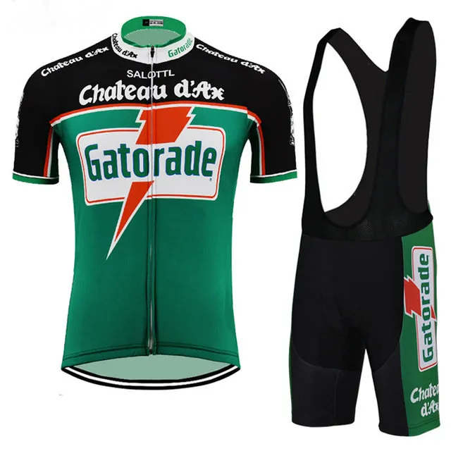 Chateau d'Ax Gatorade Mens Team Cycling Jersey Set Ropa Ciclismo Mtb Bike Clothing Cykelkläder 2024 Cykeluniform