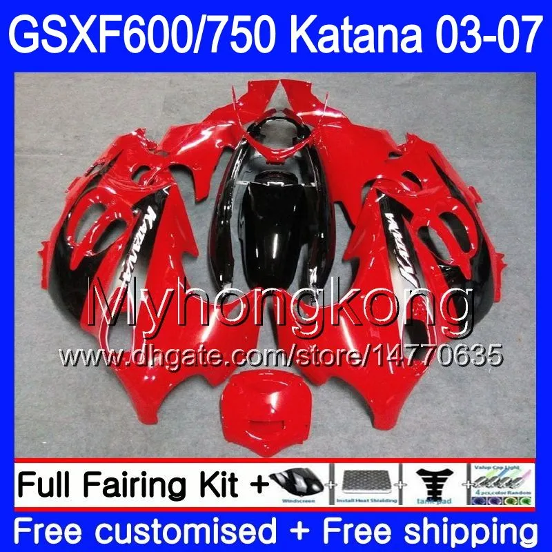 GSXF-600 voor Suzuki Katana GSXF 750 600 voorraad Red BLK HOT GSXF600 03 04 05 06 07 293HM.42 GSX 750F GSXF750 2003 2004 2005 2006 2007 Kuip