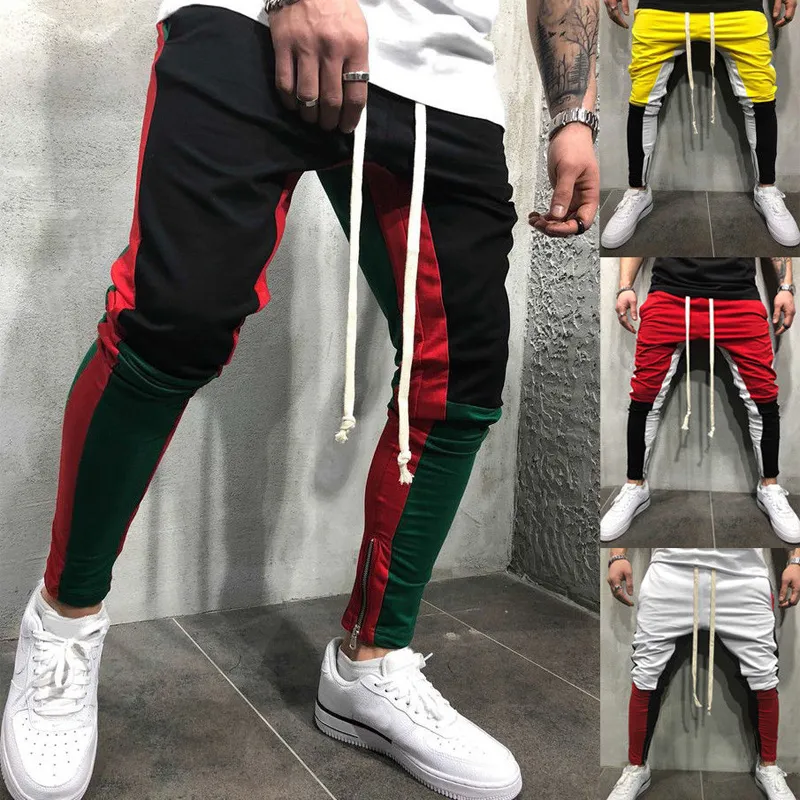 Mens New Jogger Pants On Pants Legs Sports Gym Workout Streetwear Hip Hop Track Trousers Long Slacks Sweatpants