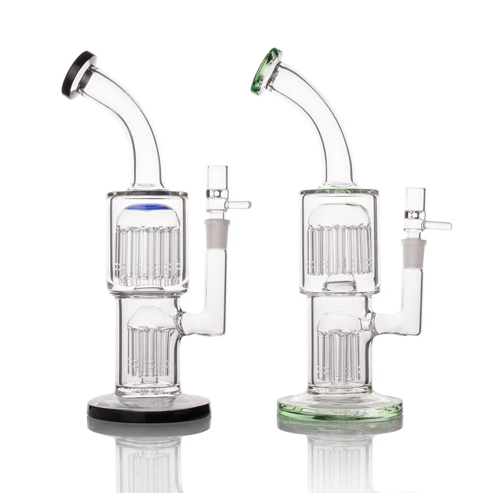 Wasserpfeifen 11-Zoll-Perkolator Dab-Ölplattformen Glasbong-Wasserpfeife 14-mm-weibliche Wasserpfeifen