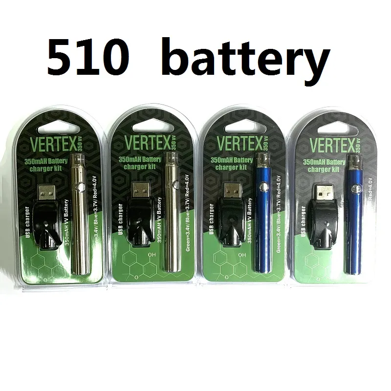 Preheating Battery Blister Kit 350/650/ 00mah LAW V-Vape Vertex Preheat Vape Pen 5 0 Thread USB Individual Blister Pack Vape Battery N