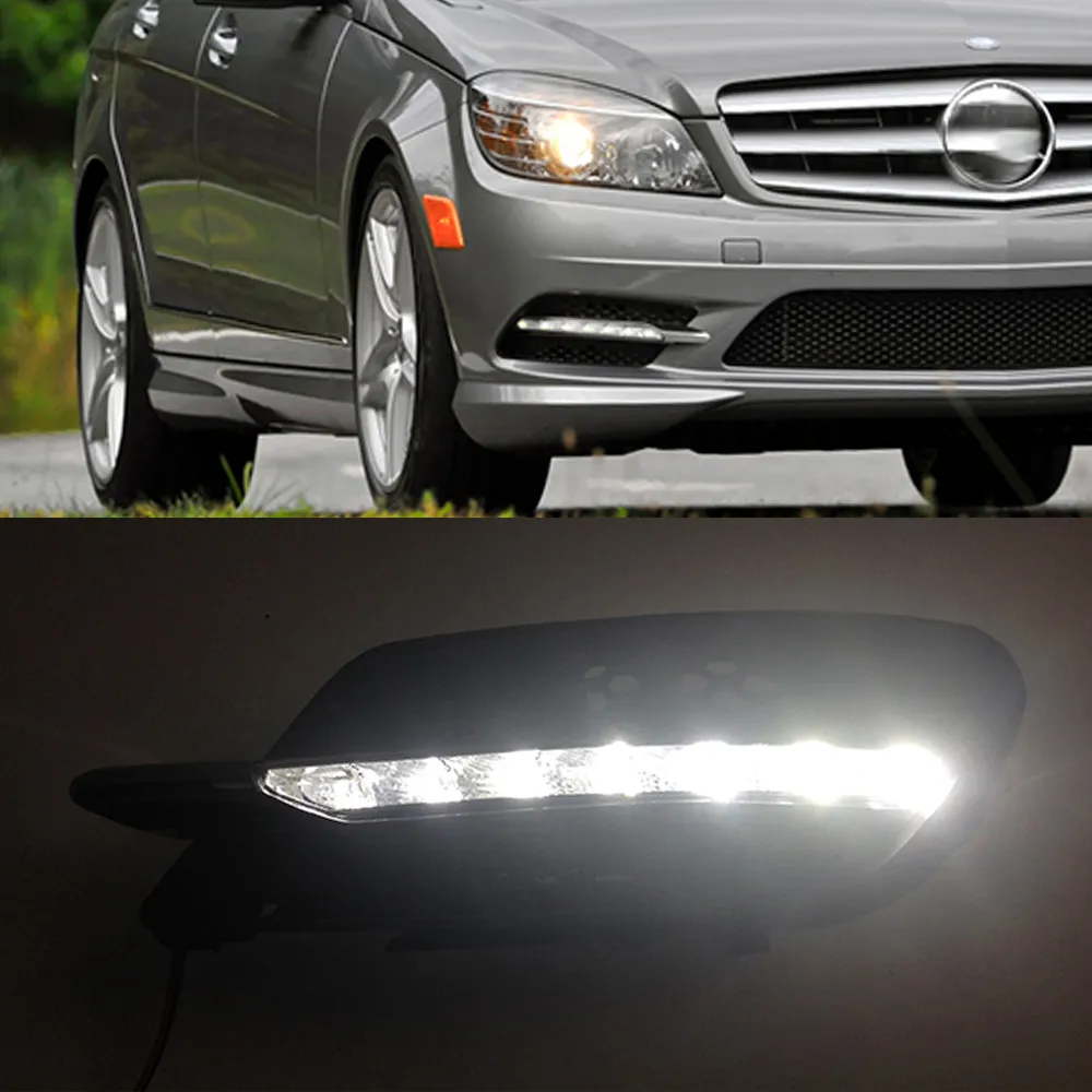 カーLED DRLデイタイムランニングライトドライビングランプメルセデスベンツW204 CクラスC300 AMGスポーツ2007 2008 2009 2010 2011