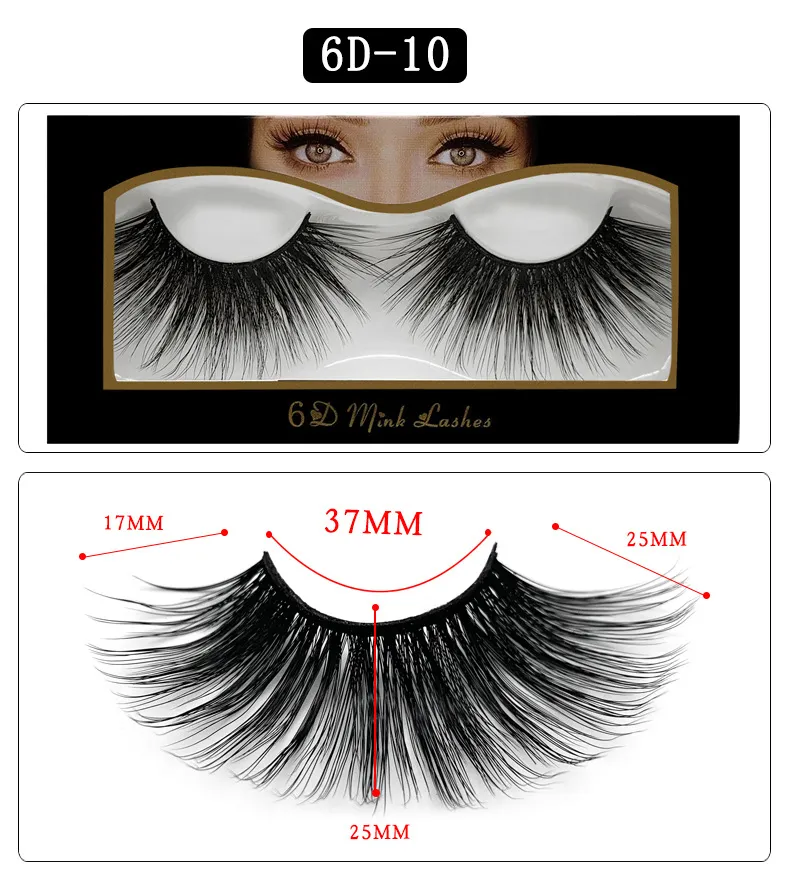 Beauty Glazed Falsche Wimpern 8 Paar – 25 Mm, Schwarz, Synthetisch, Wiederverwendbar (Set #6D-13)