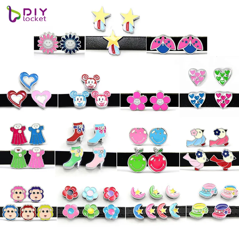 10PCS 8MM Mix Style Slide Charms Fit for 8mm Wristband bracelet Belt Pet collar LSSC1151561968551