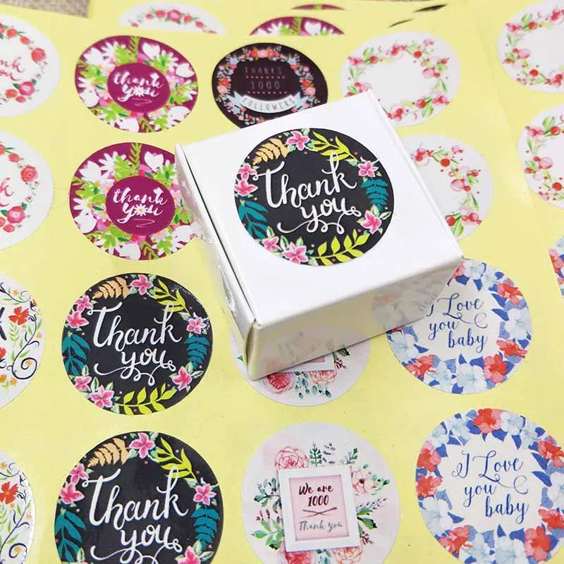 100pcs sweet love self adhesive stickers labels Vintage kraft handmade labels paper seal thank you custom cost extra