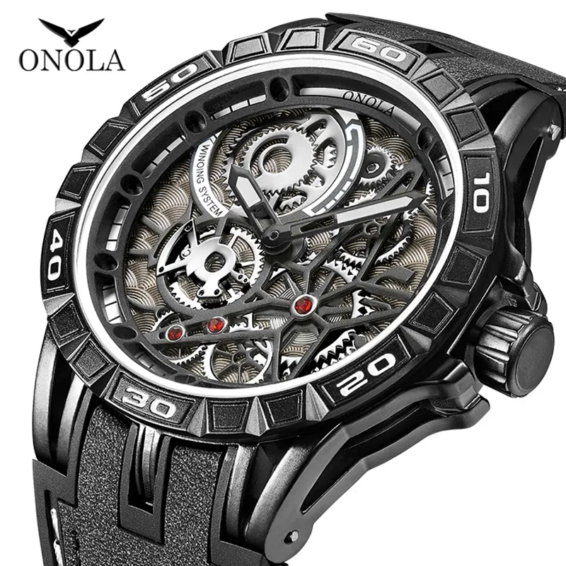 Cwp ONOLA Orologio marca Cool Quartz Maschile Moda Casual Sport Quadrante unico Mens Movimento giapponese Militare Tutto nero Giovane uomo