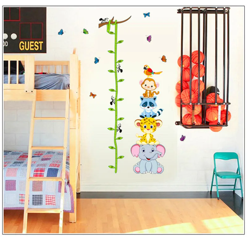 Animal Monky Bird Lion Sky Sun Tree Baby Child Honey Mesure Growing Chart Home Decal Wall Sticker Kid Room Nursery Kindergarten6587573