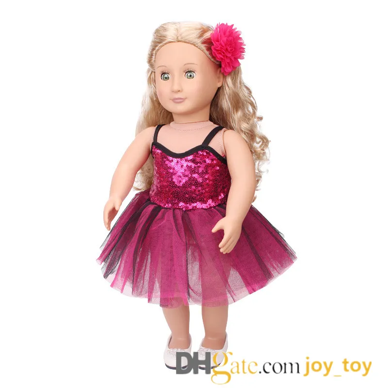 18 inch Doll Skirt One piece Dress Dance Ballet Party Cloth with Flower for American Girl Doll