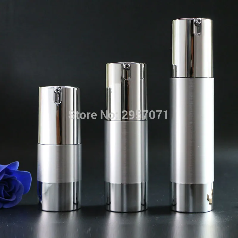 Gold Silver Empty Airless Pump Bottles Mini Portable Vacuum Cosmetic Lotion Treatment Travel bottle 10pcs For Free Shipping