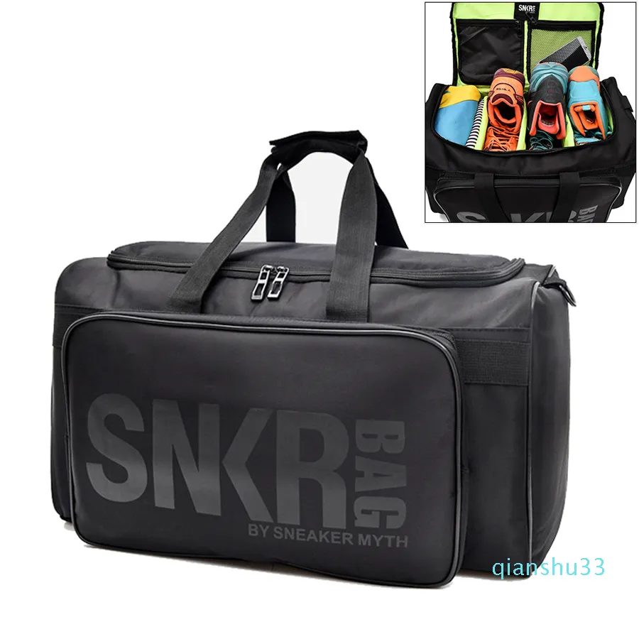 Wholesale- Sport Training Gym Bags Men Duffel Holdall Waterproof Fitness Travel Holiday Strap Shoulder Bag 55L