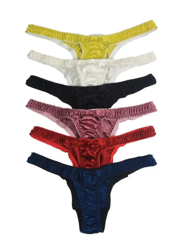 Womens Thong Panties 100% Natural Silk 6 pairs in One Pack Size US S M L XL XXL263B