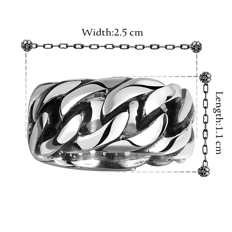 Roestvrij staal met touw punk ring big size ringen retro vintage fietser grote antieke mannen ringen voor zeehonden mannen rock heren sieraden