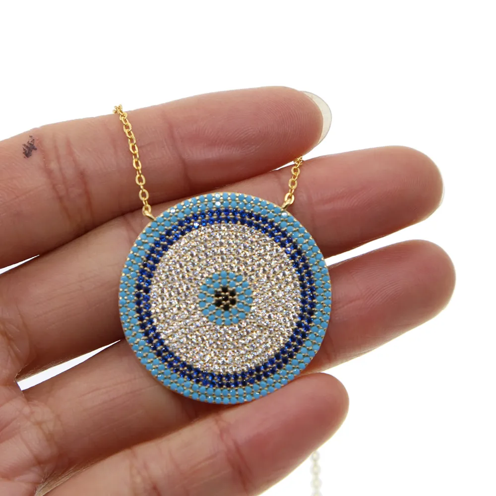 2019 New Micro Zirconia Grekisk Evil Eye Charm Silver Färg Lucky Blue Eyes Halsband Eleganta Kvinnor Flickor Utsökt Present Smycken J190711