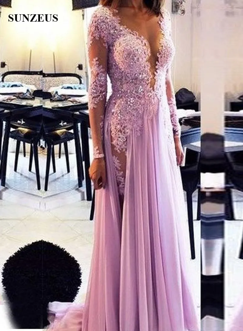 kiwi Debe Lo siento Púrpura Vestidos De Baile Con Manga Larga Apliques De Encaje Vestidos  Largos De Fiesta Con Cuentas Ilusión Escote Redondo Vestido De Mujer Sexy Vestidos  Gala De 168,05 € | DHgate