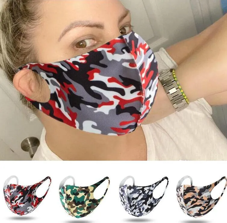 Lente zomer ontwerper camouflage masker wasbaar ademend gezicht masker luxe zonbestendig stofdicht fietsen sport mond cover maskers voor unisex