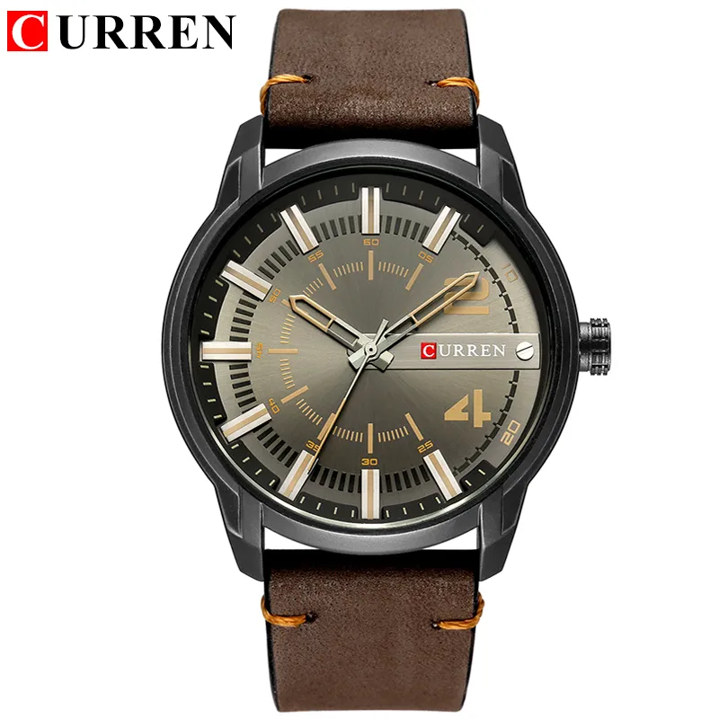 Curren Top marka luksusowy zegarek moda unikalna kwarcowa zegarek zegarek skórzany pasek na nadgarstek zegarek Montre Homme reloJ hombre265o