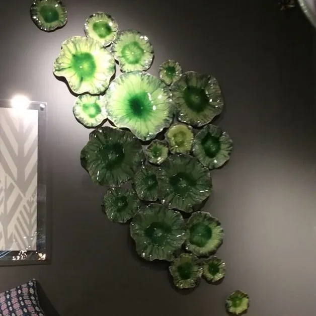 Modern Lotus Leaf Plate Artes Lâmpadas Estilo Murano Flor Pendurar Placas De Parede Arte para Hotel Shop Restaurante Casa Decoaration