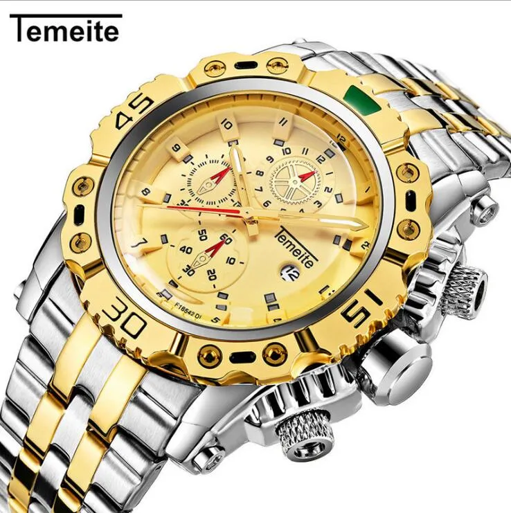 Mens Golden Quartz Wrist Watch 3D Dial Design Full Steel Calendar Waterproof Sport Watch From Bnne 16.14 DHgate.Com
