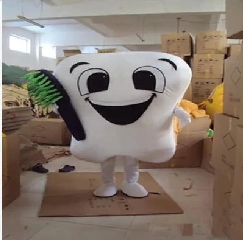 2019 Costumi da festa in costume da mascotte del dente nuovi di fabbrica costumi da mascotte di fantasia per le cure dentistiche vestito da parco divertimenti outfit229d