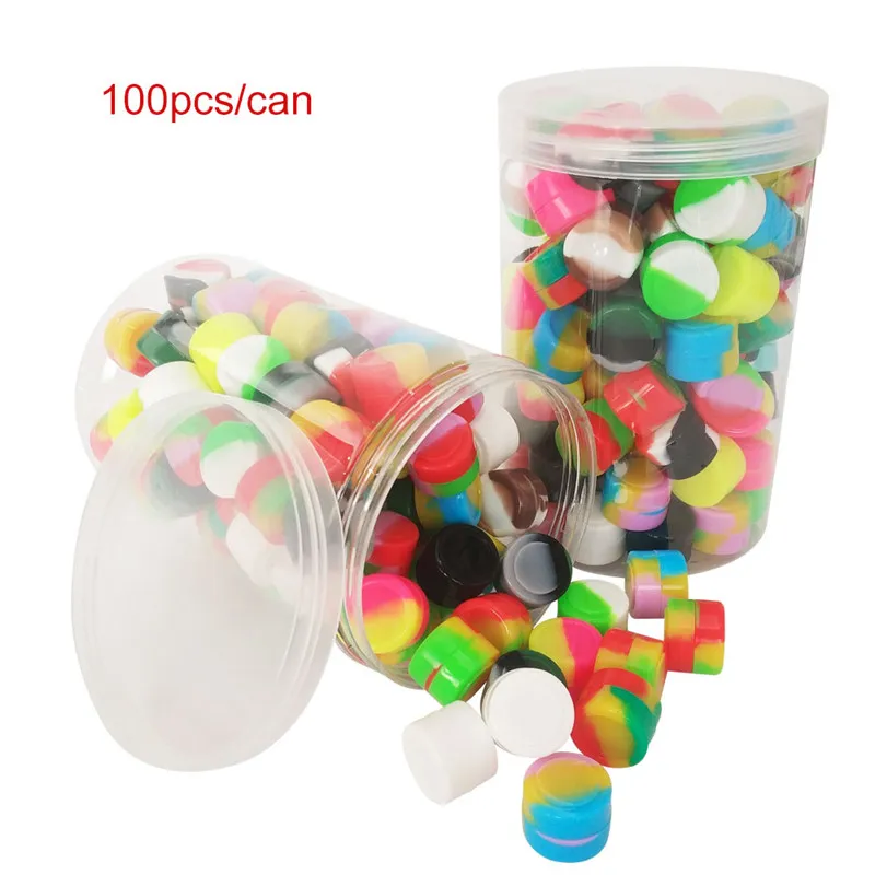 Silicone Container jars wax containers 100pcs/can 2ml mini container for dab oil round shape concentrate storage jars smoking accessories