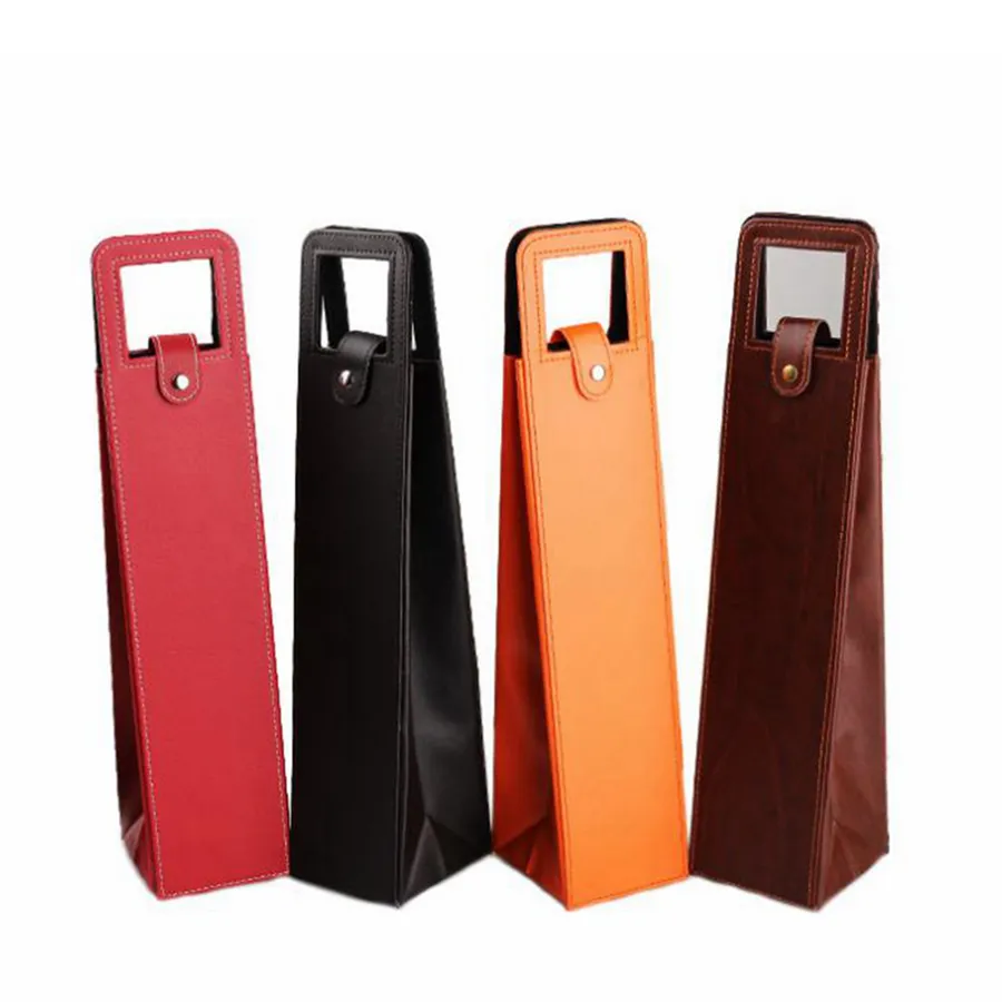 Borse per vino in pelle PU portatile di lusso Custodia per imballaggio per bottiglie di vino rosso Scatole regalo con accessori per manubrio RRA2008