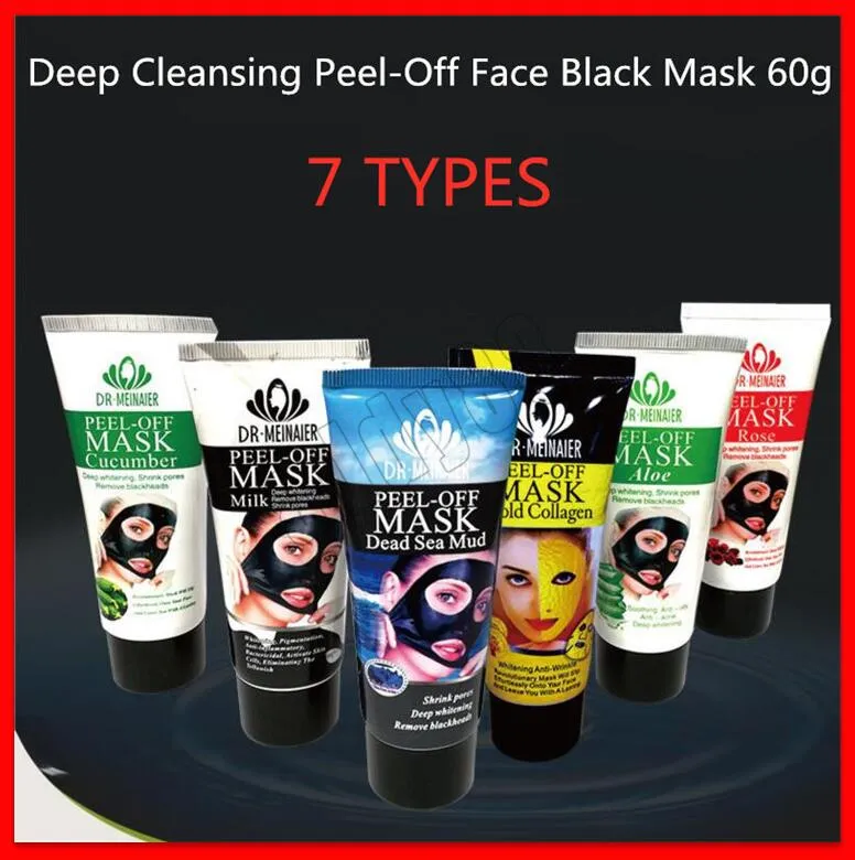 7 Styles Face masks peels Gold Collagen Deep Cleansing Black Mask Peel-off Purifying Makeup Blackhead Remover Black Facial Mask 60g Skin Care
