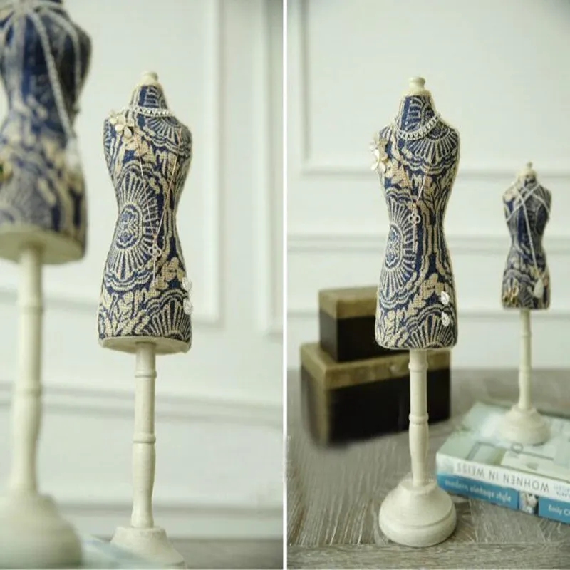 Two size cotton linen fabric blue model Jewelry Stand mannequin body Necklace Display Holder Ring storage jewelry rack one piece D187