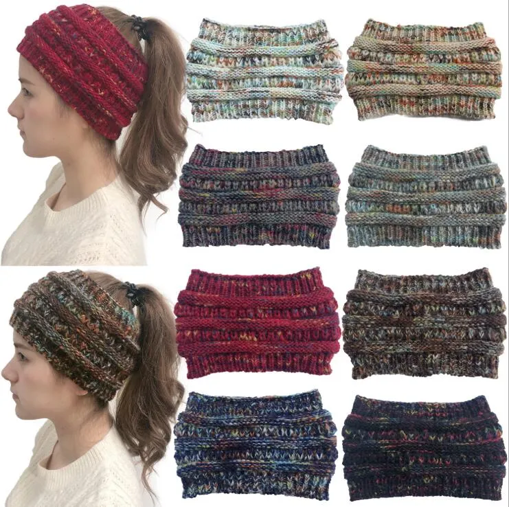 INS Große Mädchen Bunte Gestrickte Crochet Twist Stirnband Frauen Winter Ohr Wärmer Elastisches Haarband Breite Heather Beanie Kappe Haar Zubehör