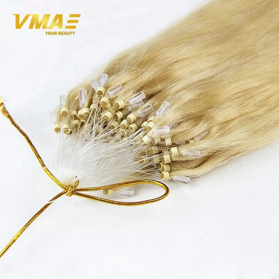 Top Grade Loop Hair 1g / Strand 100g / Pack Fuller Długie Proste Micro Micro Ring Extensions Włosy Brazylijski Fusion Keratyna Ludzkie włosy