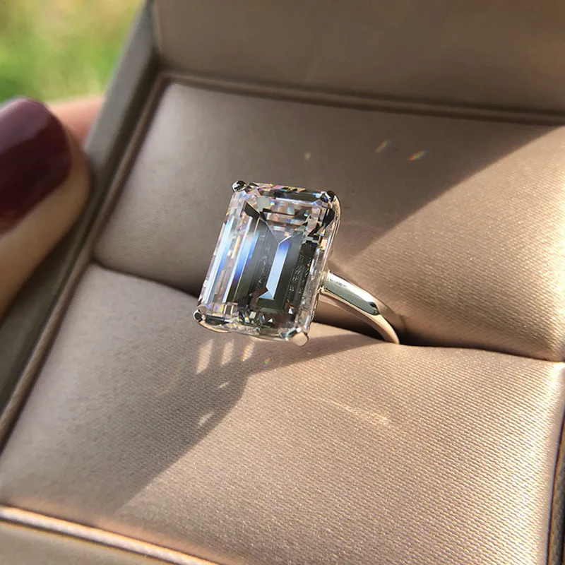 Simple And Elegant Rectangle Zircon Wedding Rings For Women 925