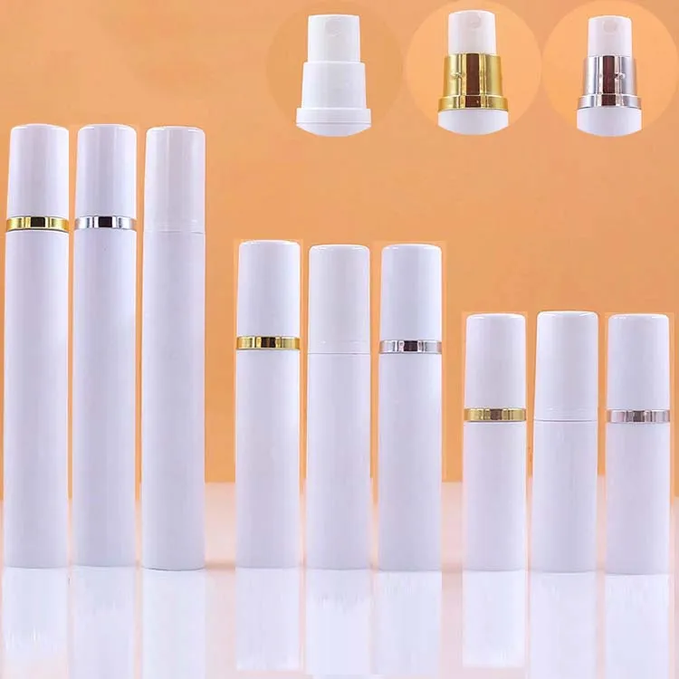 5ml 10ml 15ml branco fino da névoa Mini Airless Garrafas de vácuo spray para Lotion Perfumes, vazio recipientes plásticos com cabeças de bomba - recarregáveis