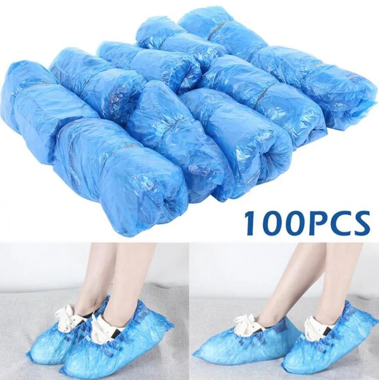 Copriscarpe usa e getta in plastica Copriscarpe per pulizia interna esterna Copriscarpe per pulizia Copriscarpe protettivi 100 pezzi / pacco 150 lotti OOA8075