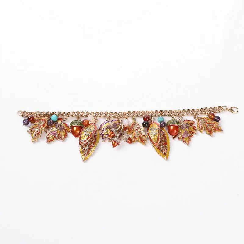 Jóias Presentes moda- Designer colorido diamante Maple Leaf Boho Womens Charme pulseiras de Natal para Mulheres Meninas Atacado