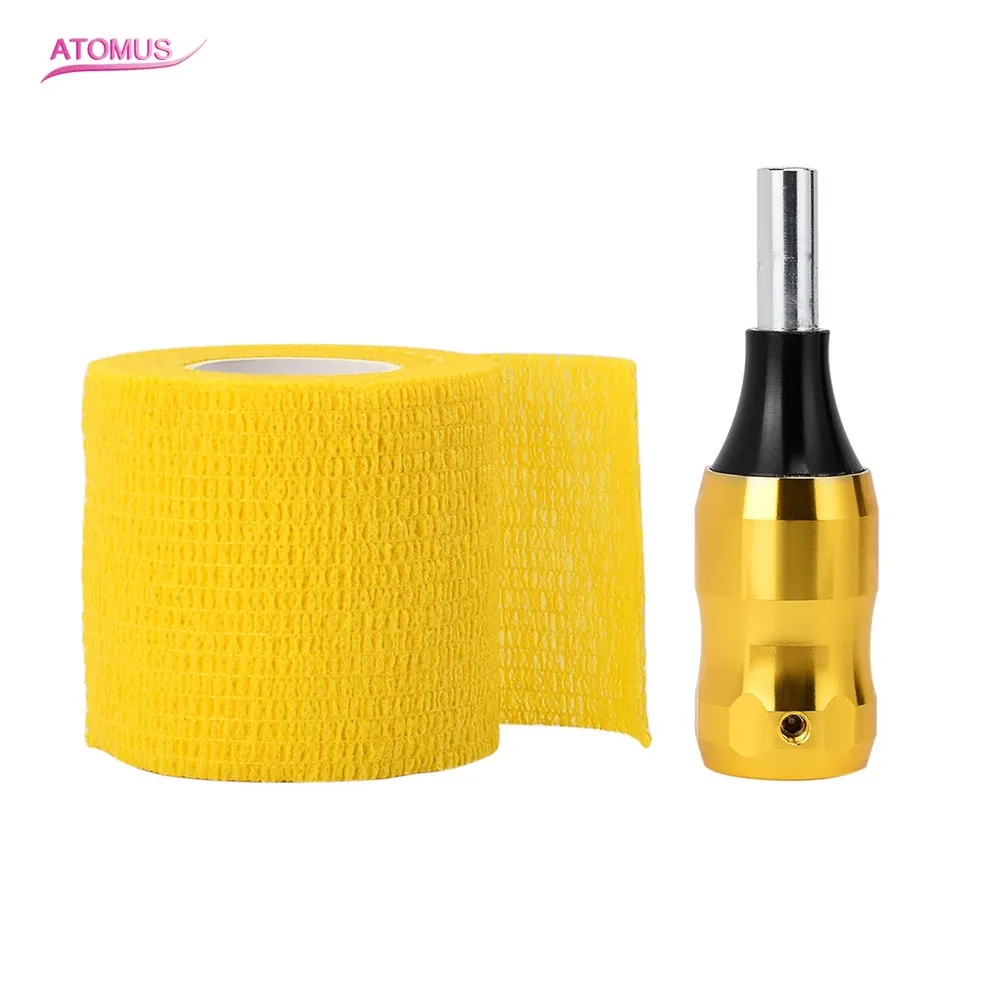 Disposable Nonwoven Waterproof Aluminum Alloy Professional Self Adhesive Bandage Tattoo Machine Grip Tube Tattoo Tool Accessories