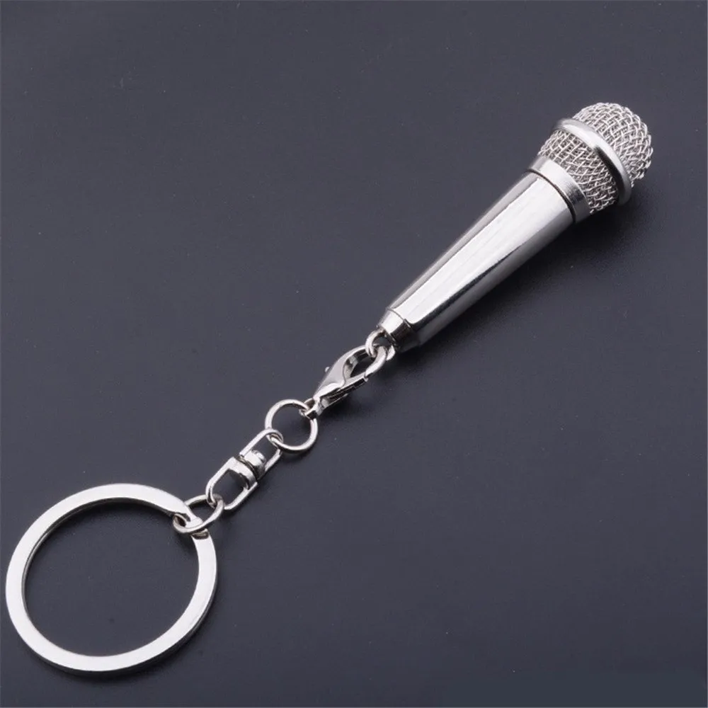 Kimter Charm Music Microphone Voice Tamper Proof Key Ring Metal Singer